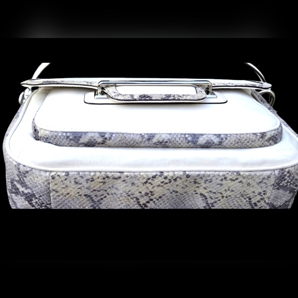 Coach Taylor Mixed Leather Snakeskin Marin Flap Satchel - Picture 6 of 7